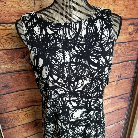 NWT AB Studio black and cream sheath dress size 6 - Picture 5 of 7